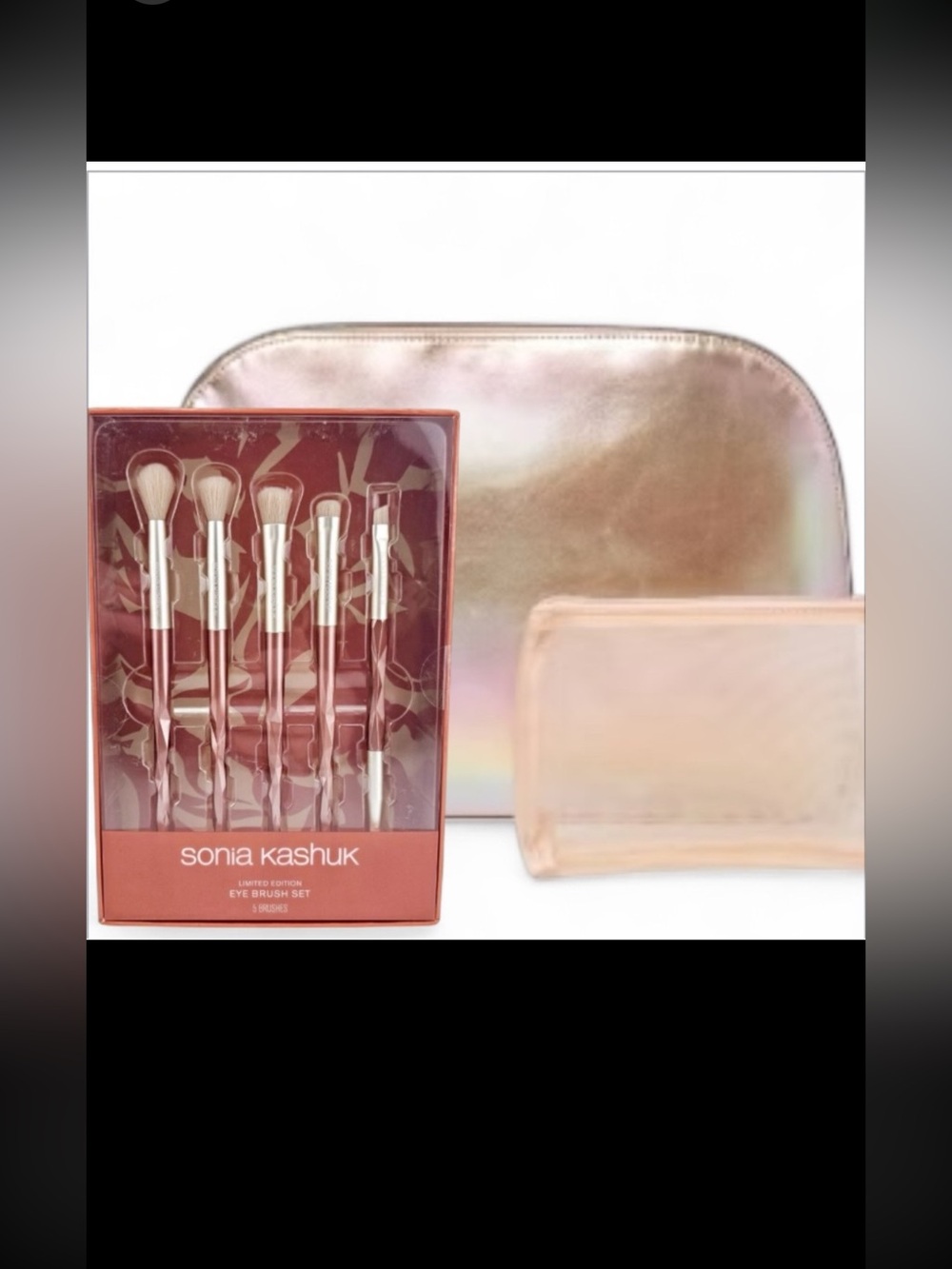 Sonia Kashuk 2pc Peach Cosmetic Bag with brush set